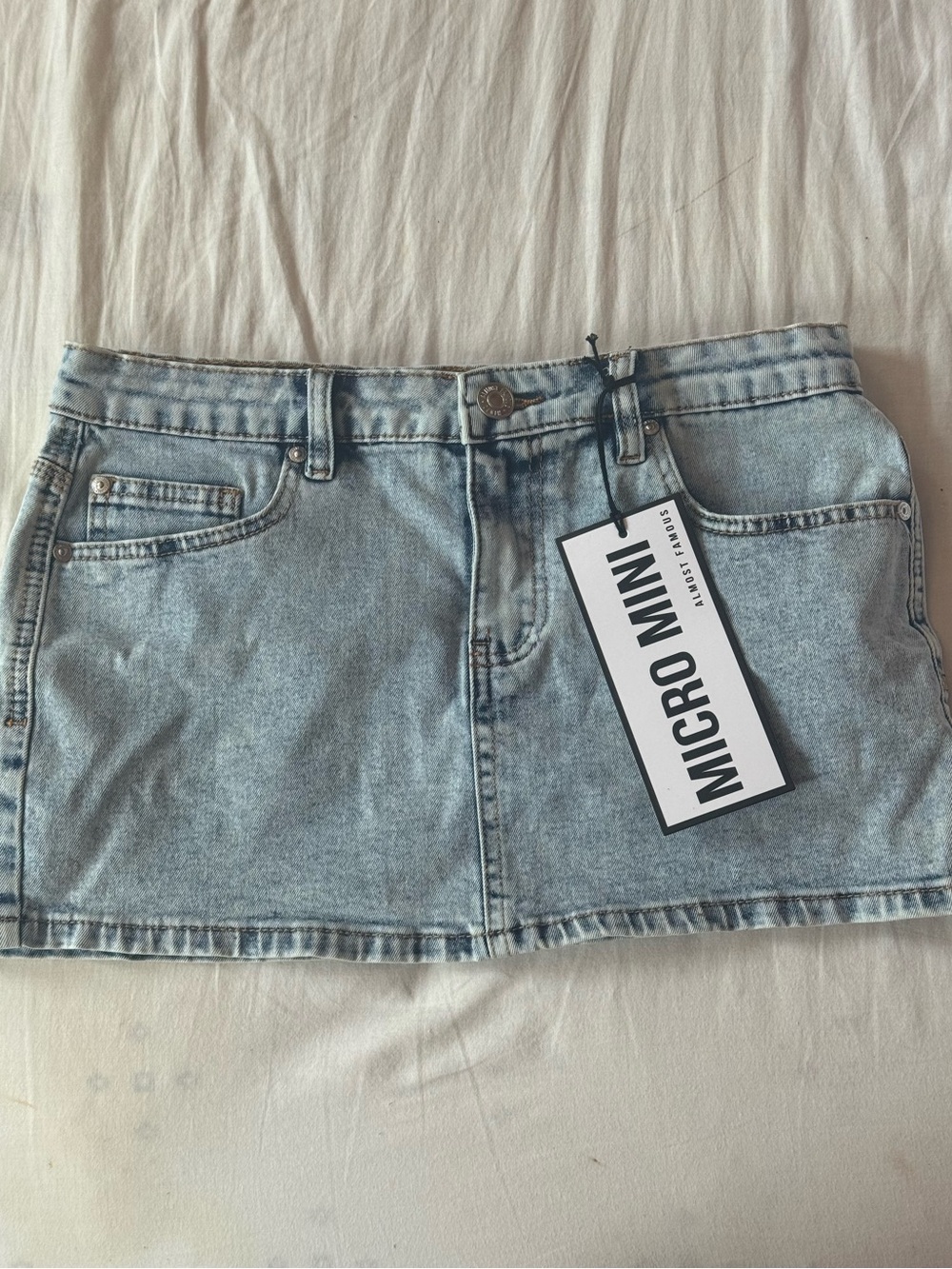 Almost Famous Light Blue Micro Mini Denim Skirt